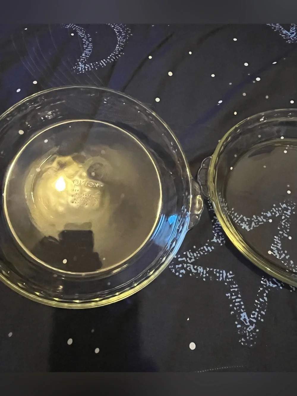 Vintage Pyrex Set of 2 Crimp Edge Clear Glass 9.5 Round Baking Dish